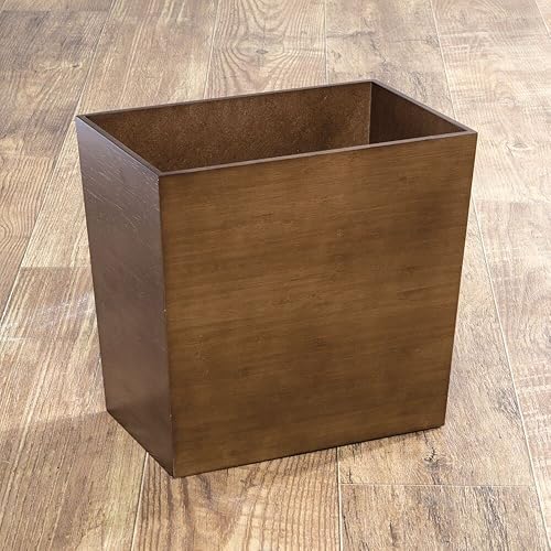 mDesign Poubelle de salle de bain pratique – Poubelle élégante en fibre de bois avec aspect bambou – Corbeille à papier compacte – Marron - Nail Gallerys