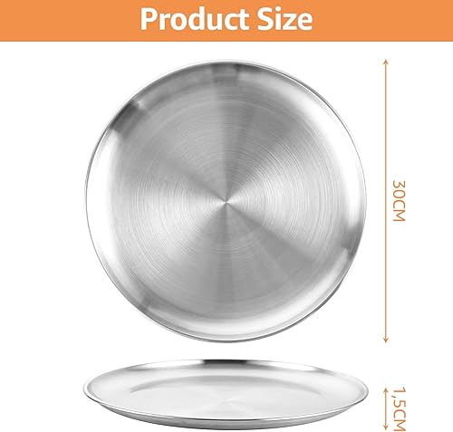 CYEER Lot de 6 plaques à pizza rondes de 30 cm - En acier inoxydable - Facile à nettoyer et passe au lave-vaisselle - Nail Gallerys