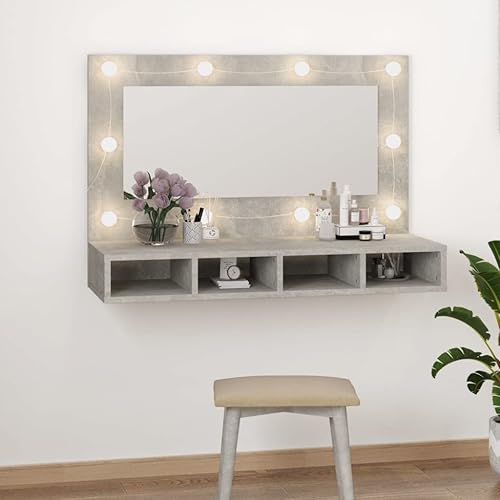 homiuse Armoire à Miroir avec LED Brun 76x15x55 CM Armoire De Toilette Miroir Coiffeuse Miroir Lumineux Armoire Murale Salle De Bain Miroir Maquillage Lumineux Miroir Bois avec 6 Compartiments - Nail Gallerys