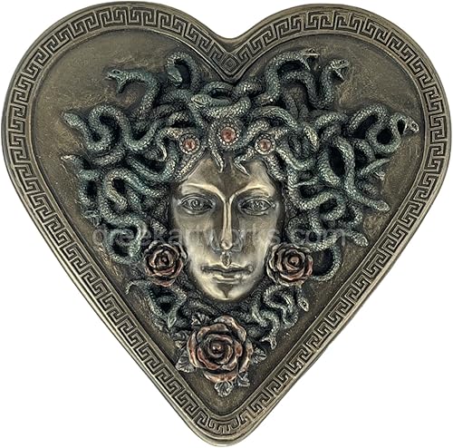 Medusa Boîte à bijoux en forme de cœur avec tête de serpent Finition bronze - Nail Gallerys