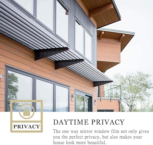 WochiTV Film teinté à sens unique pour fenêtre de maison, protection contre les UV, miroir réfléchissant de contrôle de la chaleur, protection de la vie privée diurne (argent, 44 cm x 2.5 m) - Nail Gallerys