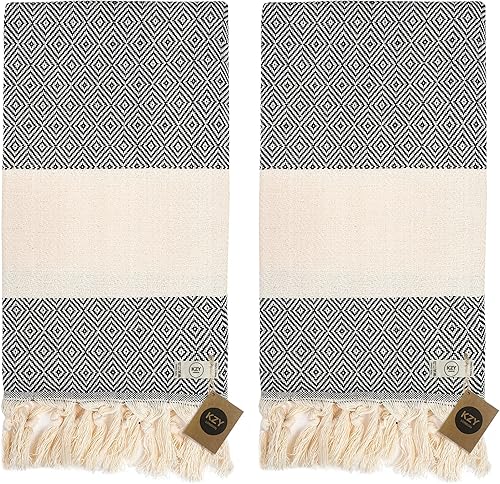 Lot de 2 essuie-mains turcs Peshtemal - Serviette décorative absorbante prélavée pour le visage, les mains, les cheveux, la salle de sport, la salle de bain - Bleu - 50 x 100 cm - Nail Gallerys