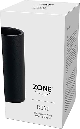 ZONE DENMARK Rim Gobelet pour Brosse à dent Mural, Dia 7 x 13,6 cm, Noir - Nail Gallerys