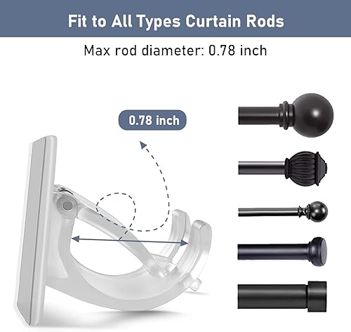 Lot de 8 supports de tringle à rideaux ZMDMAH sans perçage - Support de tringle à rideau autocollant transparent - Support de crochet de rideau de salle de bain - Nail Gallerys