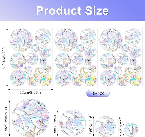 DARENYI 39Pcs Suncatcher Sticker, Autocollants Anti-collision pour Oiseaux de Fenêtre,Suncatcher Sticker Fenetre pour Décoration de Fenêtre Anti - oiseaux - Nail Gallerys