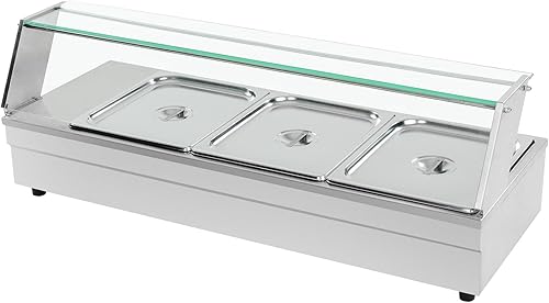 Royal Catering Vitrine Bain-Marie 3xGN - 1/2 RCBM-3 (95x40x16cm, 1 300W, Robinet de vidange, réglable jusqu'à 85 °C) - Nail Gallerys