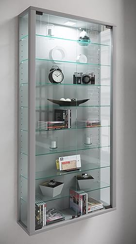 VCM Vitrosa Vitrine Mural Vitrosa Maxi - sans Éclairage LED Vitrine Décoration Rangement Vitre, Bois, Noir, 118 x 59 x 18 cm - Nail Gallerys