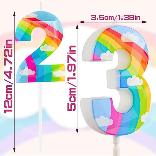 Bougie d'anniversaire en forme de nuage arc-en-ciel 3D en forme de chiffre 6 - Décoration de gâteau d'anniversaire pour filles, garçons, femmes, anniversaires de mariage - Nail Gallerys