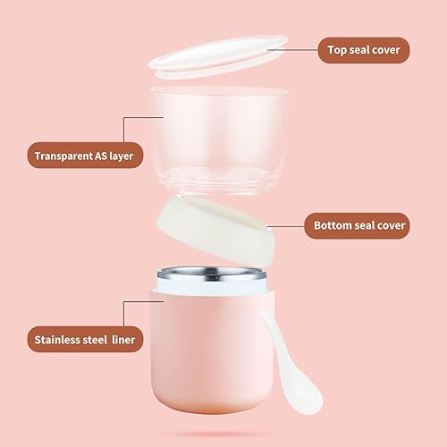 feyiubmen Gobelet à céréales à emporter - 700 ml - Pot à déjeuner - Gobelet à yaourt - Anti-fuite - En plastique - Pour enfants, employés de bureau, petit-déjeuner, travail, école, pique-nique, voyage - Nail Gallerys