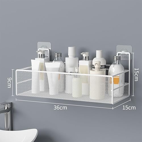 Emiif Paniers de rangement autocollants pour porte de placard, salle de bain, sans perçage, organiseur mural pour cuisine et salle de bain (blanc grande taille) - Nail Gallerys