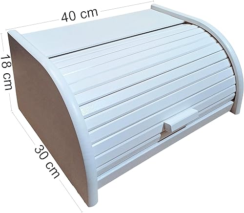 Boîte à pain en bois - Avec couvercle coulissant, Bois dense, blanc, Taille L - Nail Gallerys