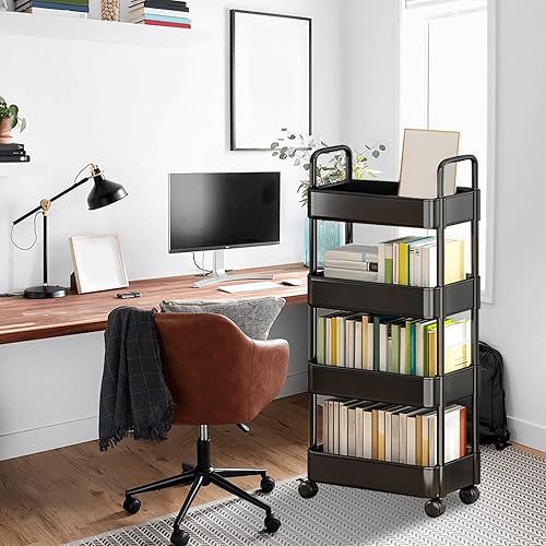 Chariot de rangement à roulettes, organiseur de chariot | Chariot mobile polyvalent | Chariot de rangement mobile à 3/4 étages avec poignée, chariot de rangement mobile multifonction avec roulettes - Nail Gallerys