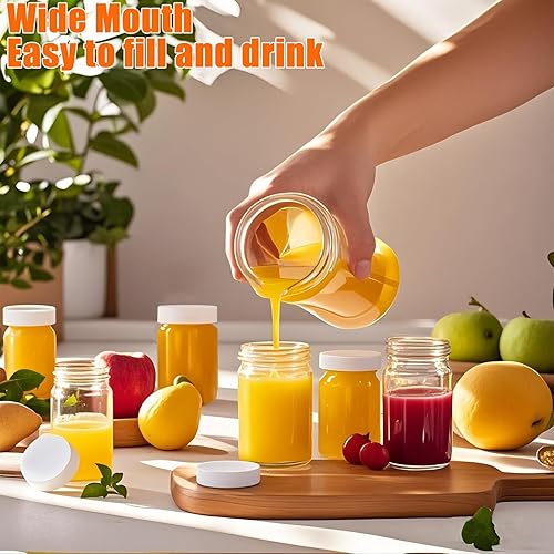 Lot de 7 petites bouteilles en verre de 60 ml à remplir avec couvercle, étiquettes, stylo et accessoires, mini bouteilles en verre pour gingembre, jus, smoothie, whisky, épices (blanc) - Nail Gallerys