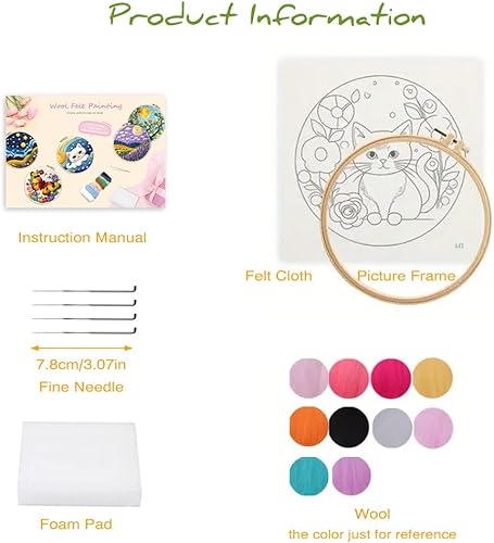 URFEDA Kit de Feutrage à l'aiguille, Mer et Sommets Feutre de Peinture en Laine avec Instructions, Aiguille, Fil, Cercle de Broderie, Kit de Démarrage en Feutre Aiguilleté DIY pour Adultes Cadeau, #8 - Nail Gallerys