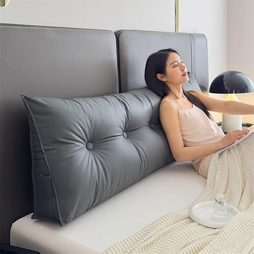 Oreiller De TêTe De Lit en Coin, Coussin Compensés Triangulaire Oreiller De Lecture Soutien Du Dossier, Lit Canapé Soutien Traversin Coussin Lombaire Avec Couverture Amovible(200x50x15cm,Beige) - Nail Gallerys