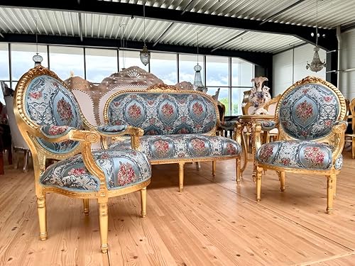 Ensemble de Canapés de Salon - Motif Floral - Style Baroque Français et Rococo - Antique Royal - Pour Hôtel, Hall ou Décoration de Maison - Nail Gallerys