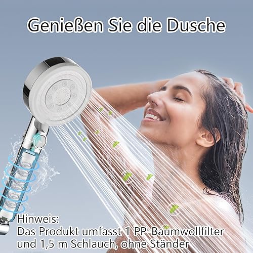 Nafall Pommeau Douche - Pommeau de Douche Haute Pression Anti Calcaire avec Tuyau de 150cm, Douchette Douche Salle De Bain avec 5 Modes et Fonction D'ArrêT, Shower Head with Host, ChroméE Blanc - Nail Gallerys