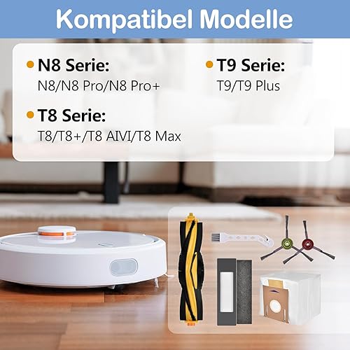 Estelife Lot de 15 accessoires pour aspirateur Ecovacs Deebot N8, Ecovacs N8/N8 Pro/N8 Pro+/T8/T8+/T8 AIVI/T8 Max/T9/T9 Plus, avec 1 brosse principale, 4 sacs à poussière, 4 filtres, 6 brosses - Nail Gallerys