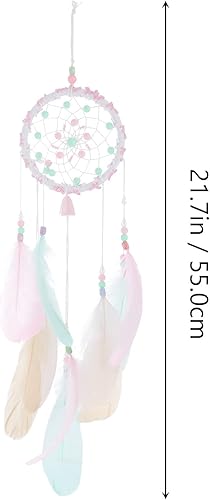 VOSAREA Capteur de Rêves Coloré Attrape-Rêves avec Plumes Décoration Murale Ornement Maison (Rose) - Nail Gallerys