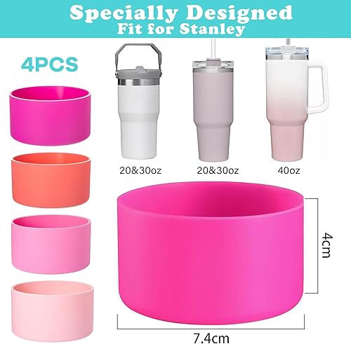 Nayyana Lot de 4 manchons en silicone pour bateau Stanley Cup Quencher - Protection en caoutchouc pour Stanley Tumbler Car Travel Cup Bottom Sleeve - Protection du bas du bateau - Nail Gallerys