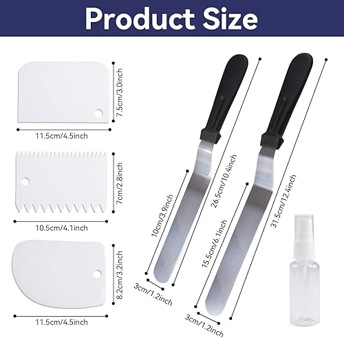 2 Spatules Coudées en Acier Inoxydable et 3 Spatules Pâtisserie en Plastique Alimentaire Différents Motifs Set Professionnel pour Glaçage, Lissage et Décoration de Gâteaux, Cupcakes et Pâtisseries - Nail Gallerys
