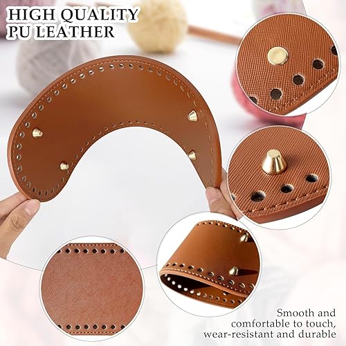 Zhenghebuy 4 Pièces Fond de Sac à Crocheter en Cuir PU,Ovale Crochet Sac Base de Coussin pour Sac au Crochet Sac à Tricoter Sac à Bandoulière Accessoires de Bricolage - Nail Gallerys