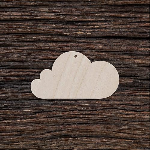 Lot de 10 nuages en bois pour travaux manuels et décoration - Découpé au laser - Décor nuage - Nuage en bois, 12.7x6.9 cm - Nail Gallerys