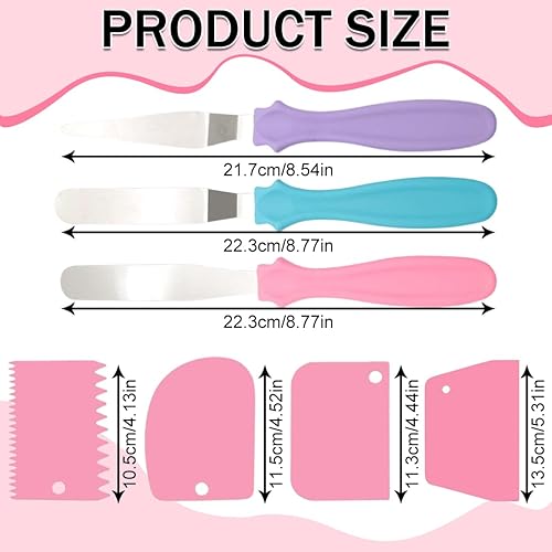 MOLZINY 7 Pcs Spatule Coudée Patisserie Gâteaux Lissage Spatule Inox Spatule Coudée Patisserie Lissage Gateau Spatule Coudée Patisserie Lissage Gateau Anglées Spatules de Cuisine pour Décorer Gâteaux - Nail Gallerys