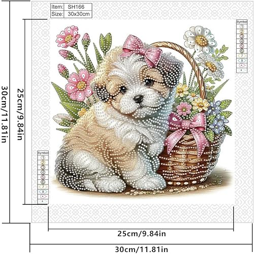 DCIDBEI Spécial Diamond Painting Spéciaux 30x30cm Diamant Painting Fleurs Adultes Broderie Diamant Animaux chien et Fleur Perle Diamant a Coller Chien Point de Croix Chien Fleurs Toile Diamant - Nail Gallerys