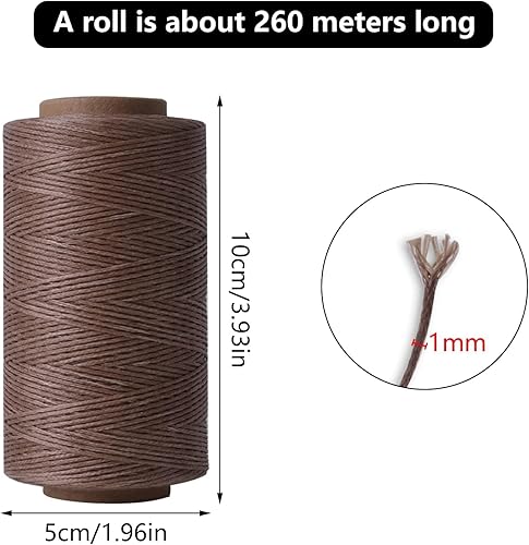 260m Fil Cire pour Bracelet 1mm, 150D Fil de Cuir pour Collier, Cordon Ciré Marron, Fil à Coudre Ciré pour Fabrication de Bijoux, Toile, Crochet, Bricolage Artisanat, Reliure - Nail Gallerys