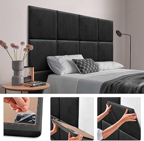 DHOME Panneaux Rembourrés en Tissu Aqualine Autocollants pour Mur Acoustiques Absorbants Protection Contre Les Chocs Têtes de Lit Décoration Maison Chambre (Beige, 50x30cm) - Nail Gallerys