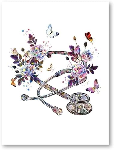 Médecin cadeau dispositif médical aquarelle peinture sur Toile tableau affiche caducée stéthoscope microscope affiche clinique Murale Art Decoration 40 × 60 cm × 3 sans cadre - Nail Gallerys