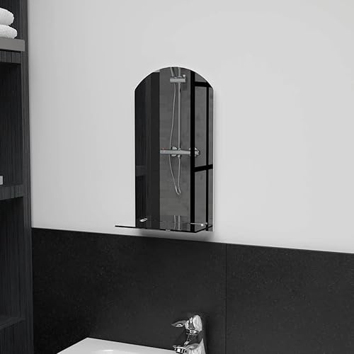 vidaXL Miroir Mural avec Etagère Miroir de Salle de Bain Miroir de Salon Miroir de Chambre à Coucher Intérieur Maison 20x40 cm Verre Trempé - Nail Gallerys
