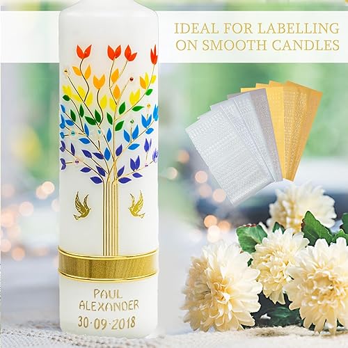 Lettres en cire pour bougies, 8 feuilles autocollantes, lettres, chiffres, couleurs, plaques de cire, kit de bricolage pour bougie de communion, pour écrire sur des surfaces lisses comme des bougies - Nail Gallerys