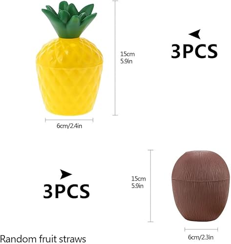 Mtbricey Tasses hawaïennes Luau en noix de coco et ananas - Réutilisables - En plastique - Pour la plage, l'été, les cocktails hawaïens - Nail Gallerys