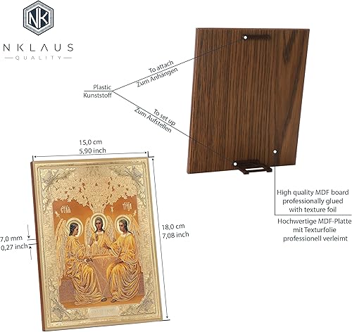 NKlaus Icon 39110 Tableau en bois Saints Trinité 15 x 18 cm - Nail Gallerys