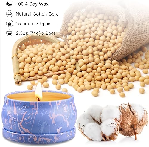 Lot de 9 Bougies Parfumées, Coffret Cadeau Bougies Parfumées pour Femmes, Aromathérapie Bougies, Cadeau pour la Fête des Mères, Noël, L'aromathérapie, Bath, Yoga, Mariage, La Saint-Valentin - Nail Gallerys