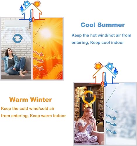 Risareyi Magnétique Rideau de Porte Isolant Thermique, EVA Semi-transparent, Anti Froid Porte Entrée Cuisine, Coupe-vent, Imperméable, Fermeture Automatique, Sans Percage - Nail Gallerys