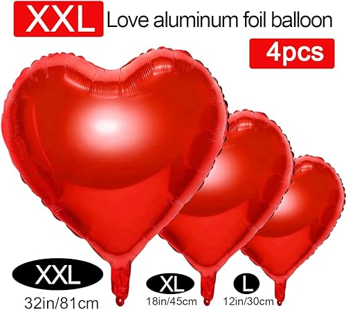 Ballon Coeur Rouge, 4PCS Ballon Coeur Helium, Geant XXL Ballon en Forme de Coeur, Ballon Coeur Mariage, Hélium Rouge Coeur Ballons pour La Saint Valentin, Déco Fiançailles et Mariage - Nail Gallerys