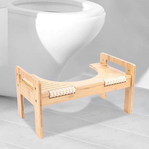 ZENGRICE Tabouret de massage pour WC en bois de bambou - Édition bambou - Tabouret de toilette et de massage - Repose-pieds de toilette - Tabouret de salle de bain pour enfants, femmes enceintes, - Nail Gallerys
