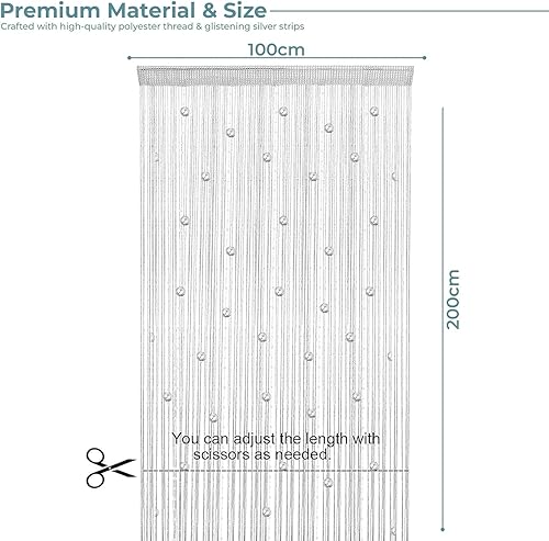 ElevaPulse Rideau à fils pour porte de balcon, moustiquaire - Rideau à rayures de perles blanches - 100 x 200 cm - Moustiquaire avec passe-tringle - Pour séparateur de pièce et décoration - Nail Gallerys
