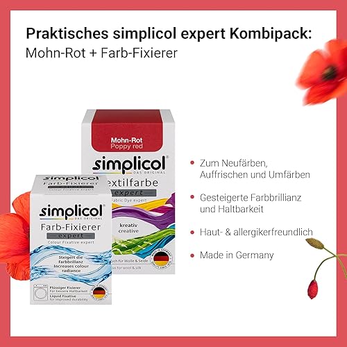 simplicol : Kit Complet Teinture Expert + fixateur : Votre Teinture Express (Paquet 300g + Flacon 90ml) - Rouge Coquelicot - Nail Gallerys
