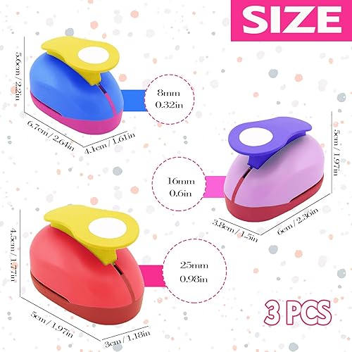 DERJDISF 3 Pièces perforatrice, Creative Perforation de Cercle 8mm 16mm 25mm, Perforateur Motive Puncher pour Projets DIY Scrapbooking Création de Cartes Déco Motif - Nail Gallerys