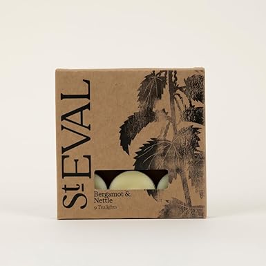 St Eval Lot de 9 bougies chauffe-plat parfumées à la bergamote et à l'ortie | Parfum réconfortant et à base de plantes | Fabriquées en Cornouailles | Brûlez jusqu'à 6 heures par bougie chauffe-plat - Nail Gallerys