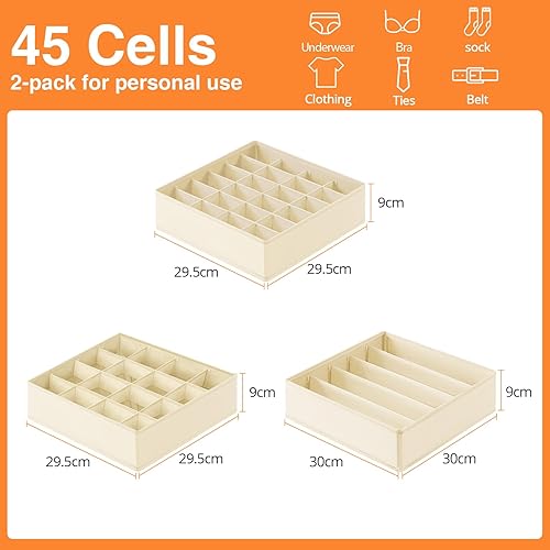 joyoldelf Lot de 6 Organisateur Tiroir, Organiseurs de Sous-Vêtements, Chaussettes et Soutiens-Gorge, Boite Rangement Vetement Pliable, Rangement sous Vetement, Organisation de Garde-Robe (Beige) - Nail Gallerys