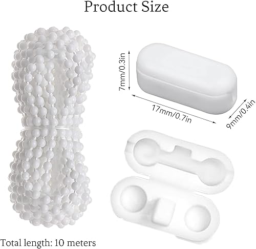 Chaîne de store enrouleur de 10 m avec boule de 4,5 mm avec 10 connecteurs de chaîne, pièces de rechange, cordon de rechange pour store enrouleur occultant, accessoires, store enrouleur - Nail Gallerys