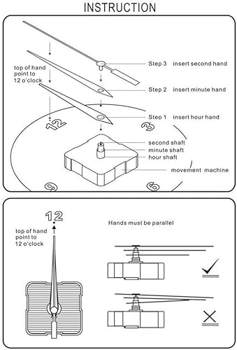 Mécanisme d'horloge à quartz - Remplacement DIY pour horloges murales - Tige à couple élevé (noir) - Nail Gallerys
