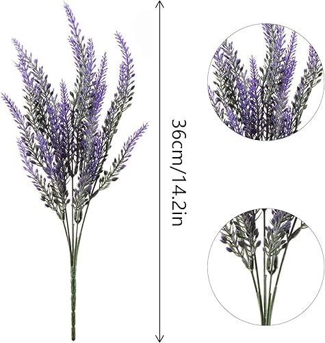QINGYIWL 12 Pièces Fleurs de Lavande Artificielles, 36 cm Bouquet de Lavande, Fleur Artificielle pour Table de Mariage, Terrasse de Jardin et Décoration de la Maison - Nail Gallerys