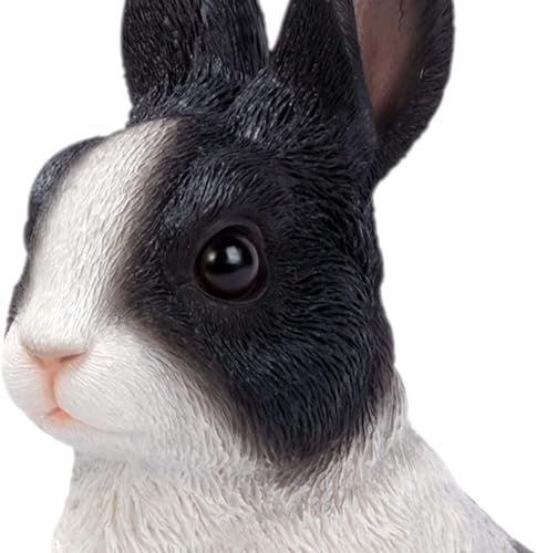 Real Life XRL-PR10-D Lapin hollandais debout noir et blanc en résine résistante au gel pour décoration de maison ou de jardin - Nail Gallerys