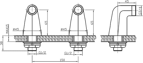 Essebagno Colonnettes raccord bain-douche cuivre brossé - Nail Gallerys